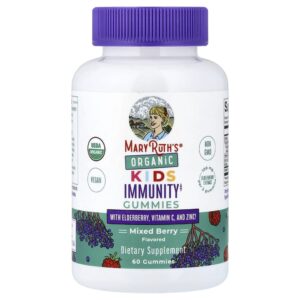Gomas Orgânicas para Imunidade para Crianças com Sabugueiro Vitamina C e Zinco Frutos Silvestres 60 Gomas - MaryRuth's