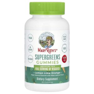 Gomas Supergreens Sem Açúcar Limão Siciliano e Laranja 60 Gomas - MaryRuth's