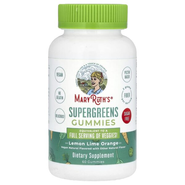 Gomas Supergreens Sem Açúcar Limão Siciliano e Laranja 60 Gomas - MaryRuth's