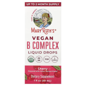 Gotas Líquidas de Complexo B Vegano Cereja 30 ml - MaryRuth's