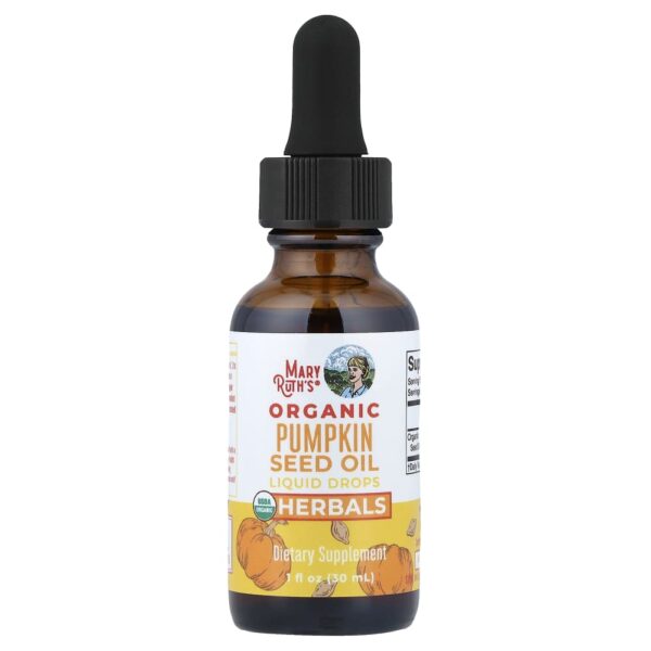 Gotas Líquidas de Óleo da Semente de Abóbora Orgânica Sem Álcool 459 mg 30 ml - MaryRuth's