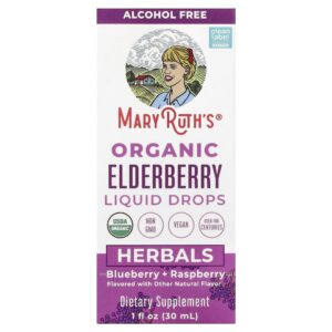 Gotas Líquidas de Sabugueiro Orgânico Sem Álcool Mirtilo + Framboesa 30 ml - MaryRuth's