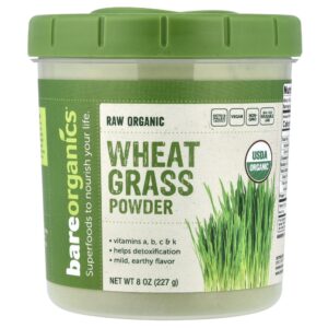 Grama de Trigo Orgânica em Pó Wheatgrass 227 g - BareOrganics