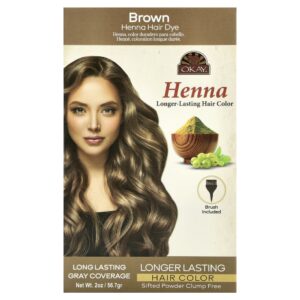 Henna Tintura Capilar de Longa Duração Castanho 57 g - Okay Pure Naturals