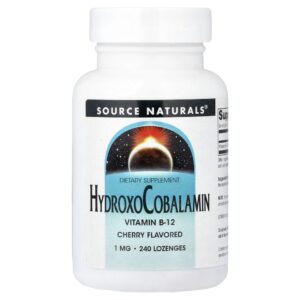 Hidroxocobalamina Vitamina B12 Sabor Cereja 1 mg 240 Pastilhas - Source Naturals