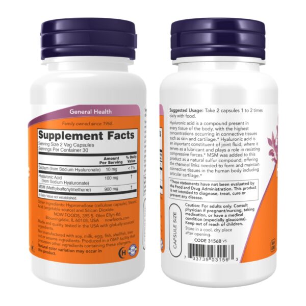Hyaluronic Acid 50mg (Ácido Hialurônico) 60 Veg Cápsulas - Now Foods