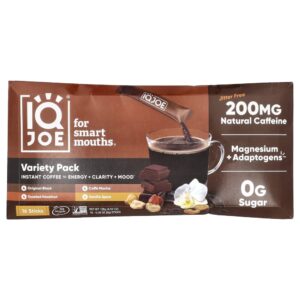 IQJOE Café Instantâneo para Energia + Clareza + Humor Embalagem Variada 16 Sachês 8 g Cada - IQBAR