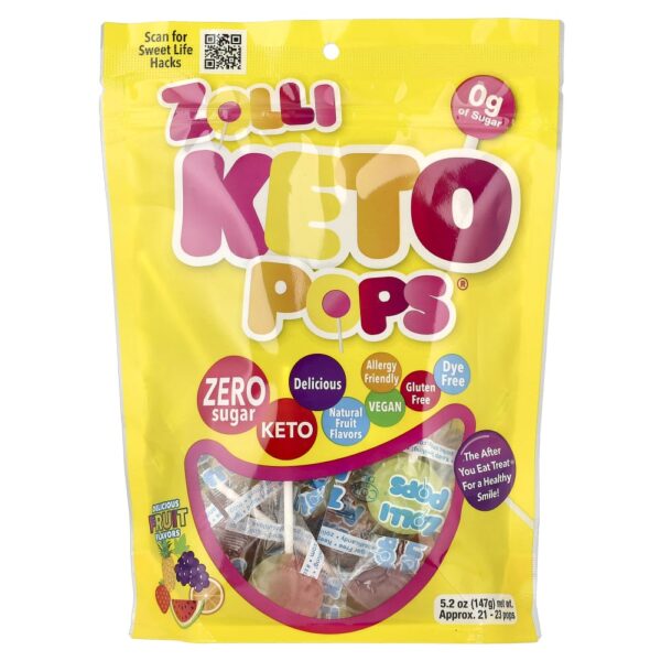 Keto Pops Frutas Aprox. 21-23 Pirulitos 147 g (147 g) - Zollipops