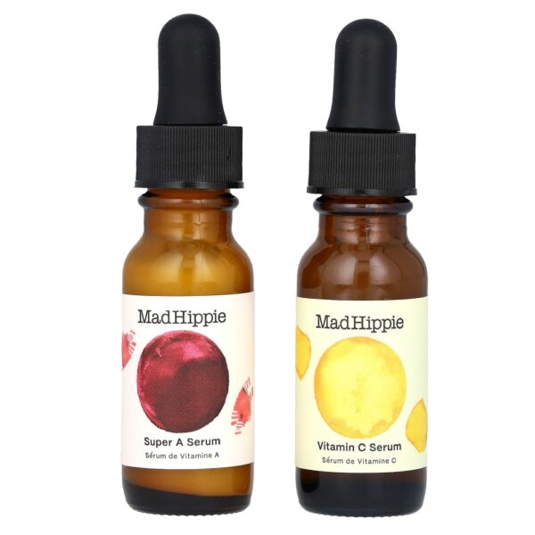 Kit Séruns Faciais Dia e Noite Vitamina C e Super A 2 Frascos de 15 ml - Mad Hippie