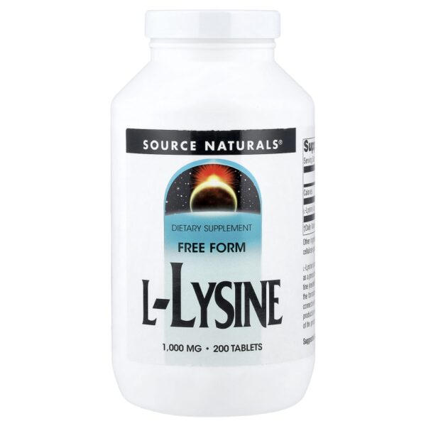 L-Lisina 1.000 mg 200 Comprimidos - Source Naturals