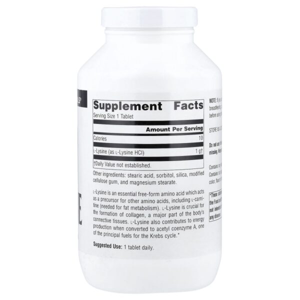 L-Lisina 1.000 mg 200 Comprimidos - Source Naturals
