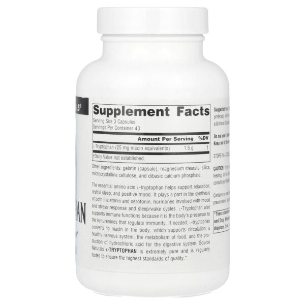 L-Triptofano 500 mg 120 Cápsulas - Source Naturals