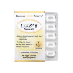 Probióticos LactoBif 5 Bilhões de UFCs 60 Cápsulas Vegetais - California Gold Nutrition