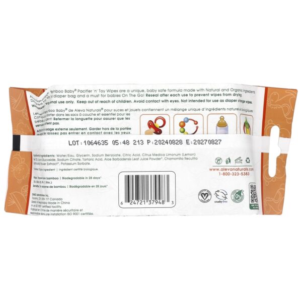 Lenços Umedecidos Infantis Bamboo Baby para Brinquedos e Chupetas 30 Unidades - Aleva Naturals