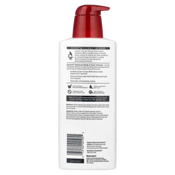 Loção de Limpeza Facial e Corporal Advanced Cleansing Sem Perfume 500 ml - Eucerin
