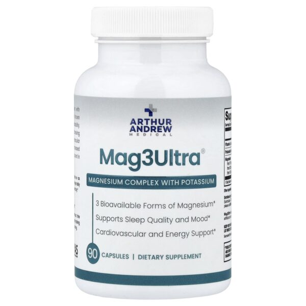Mag3Ultra Complexo de Magnésio e Potássio 90 Cápsulas - Arthur Andrew Medical