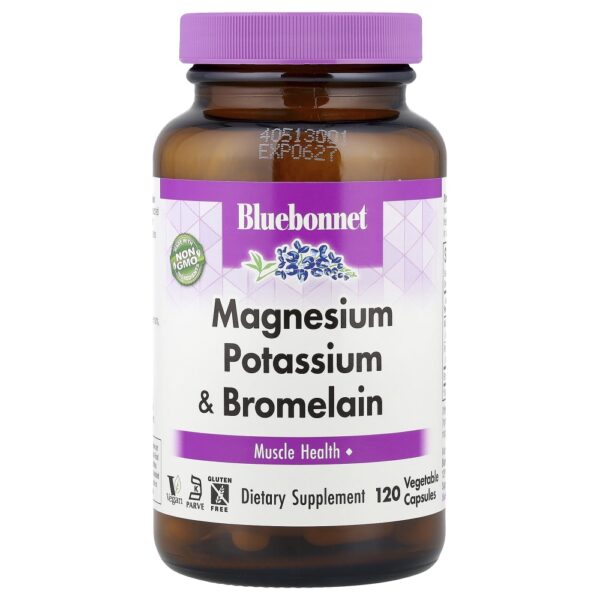 Magnésio e Potássio e Bromelaína 120 Cápsulas Vegetais - Bluebonnet Nutrition