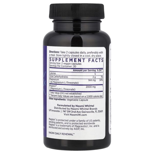 Magtein L-Treonato de Magnésio 1000 mg 60 Cápsulas - NAOMI