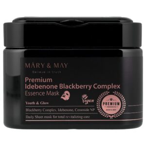 Mary & May - Máscara Facial Hidratante Idebenone Blackberry Complex Sheet Mask 20 Unidades 250 g