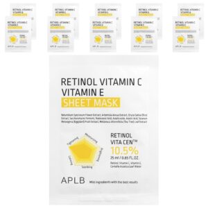 Máscara Facial de Beleza Retinol Vitamina C e Vitamina E 10 Folhas 25 ml - APLB