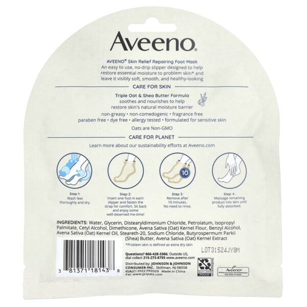 Máscara para os Pés Hidratante e Suavizante Skin Relief 1 Par - Aveeno