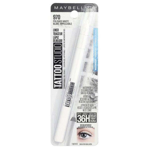 Maybelline - Lápis Delineador de Olhos em Gel Tattoo Studio Waterproof 970 Polished White 1.2 g