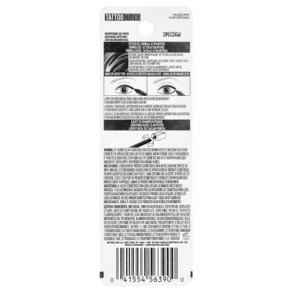 Maybelline - Lápis Delineador de Olhos em Gel Tattoo Studio Waterproof 970 Polished White 1.2 g