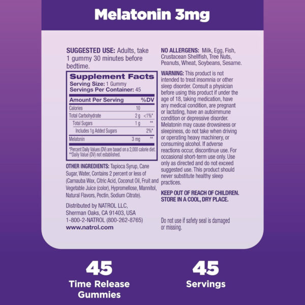 Melatonina 3mg Time Release 45 Gummies - Natrol