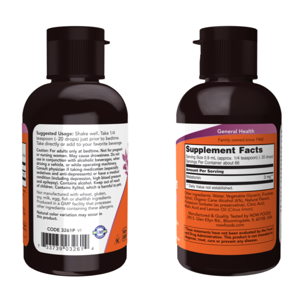 Melatonina líquida 3mg 59ml - Now Foods