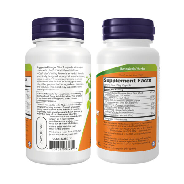Men's Virility Power 120 Veg Cápsulas - Now Foods