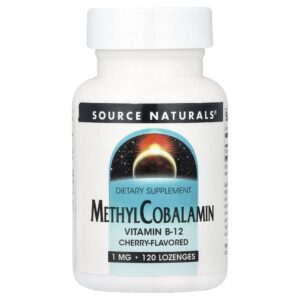 Metilcobalamina Vitamina B12 Sabor Cereja 1 mg 120 Pastilhas - Source Naturals