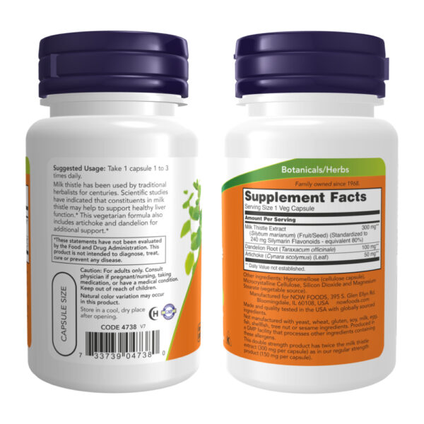 Milk Thistle Extract (Silymarin/Silimarina) 300mg - Now Foods 100 Cápsulas