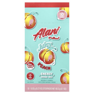Mistura para Bebida Energética Sabor Juicy Peach Caixa com 10 Sachês de 6.03 g - Alani Nu