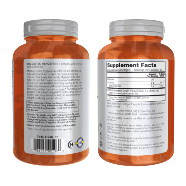 MCT Oil 1000mg 150 Softgels - Now Foods