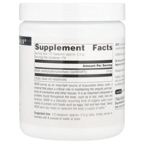MSM Enxofre Orgânico em Pó 453 g - Source Naturals