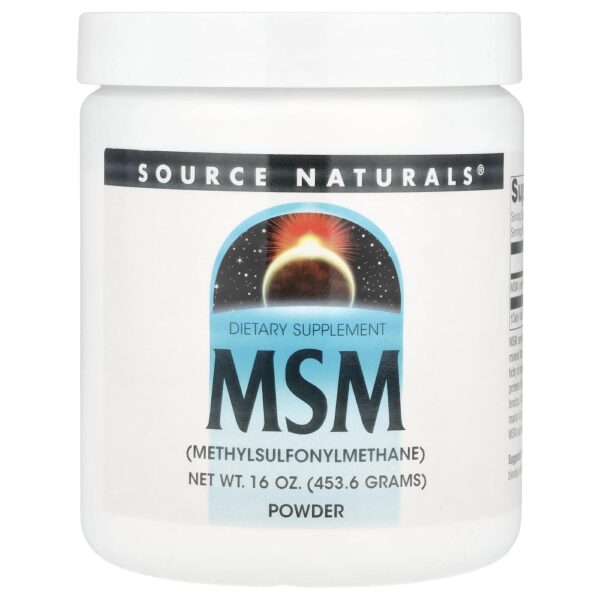 MSM Enxofre Orgânico em Pó 453 g - Source Naturals