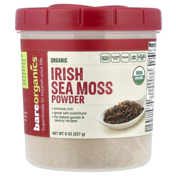 Musgo Marinho Orgânico da Irlanda em Pó Sea Moss 227 g - BareOrganics