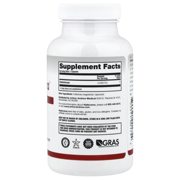 Nattovena Nattokinase Pura 4000 FUs 180 Cápsulas - Arthur Andrew Medical