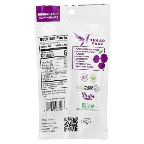 Naturals Balas Duras sem Açúcar Uva Gloriosa 85 g - Stevita