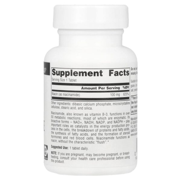Niacinamida Vitamina B3 100 mg 100 Comprimidos - Source Naturals