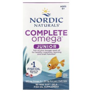 Nordic Naturals - Suplemento de Ômega 3-6-9 Infantil Complete Omega Junior Limão 90 Softgels