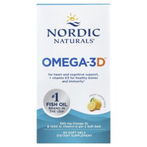 Nordic Naturals - Suplemento de Ômega-3 com Vitamina D3 Omega-3D Limão 60 Softgels
