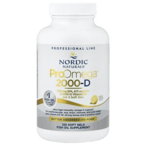 Nordic Naturals - Suplemento de Ômega-3 com Vitamina D3 ProOmega 2000-D Limão 120 Softgels