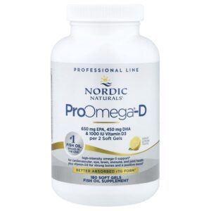 Nordic Naturals - Suplemento de Ômega-3 com Vitamina D3 ProOmega-D Limão 180 Softgels