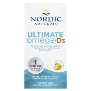 Nordic Naturals - Suplemento de Ômega-3 com Vitamina D3 Ultimate Omega Limão 120 Softgels