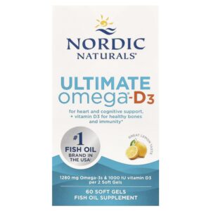 Nordic Naturals - Suplemento de Ômega-3 com Vitamina D3 Ultimate Omega Limão 60 Softgels