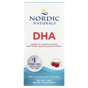 Nordic Naturals - Suplemento de Ômega-3 Concentrado em DHA Morango 180 Softgels
