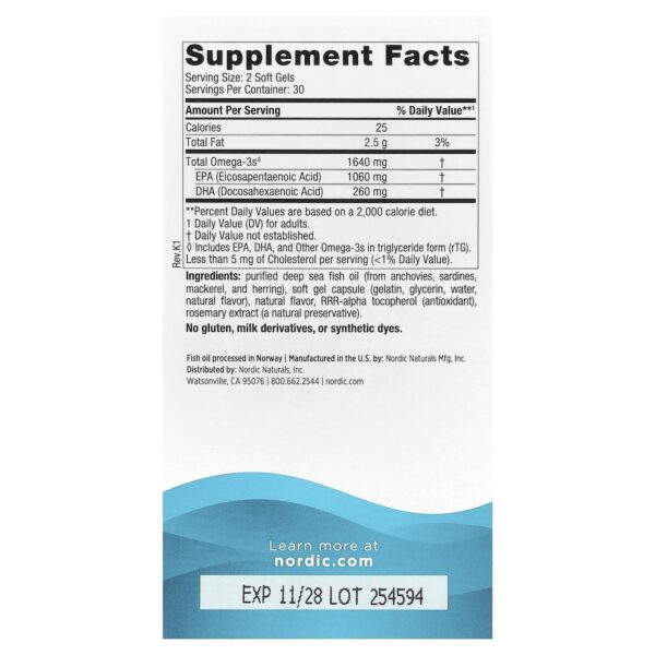 Nordic Naturals - Suplemento de Ômega-3 Concentrado em EPA Xtra Sabor Limão 60 Softgels