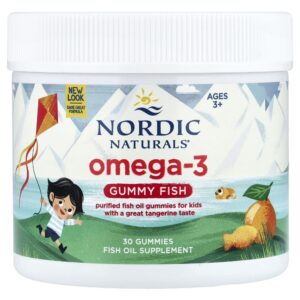 Nordic Naturals - Suplemento de Ômega-3 Infantil em Peixinhos de Goma Tangerina 30 Gomas