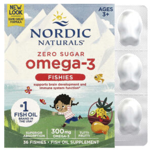 Nordic Naturals - Suplemento de Ômega-3 Infantil Omega-3 Fishies Tutti-Frutti 36 Peixinhos Mastigáveis